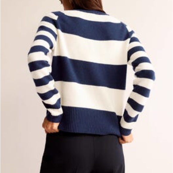 Boden Olivia Merino Wood Navy Striped Jumper Size Small - Picture 4 of 10